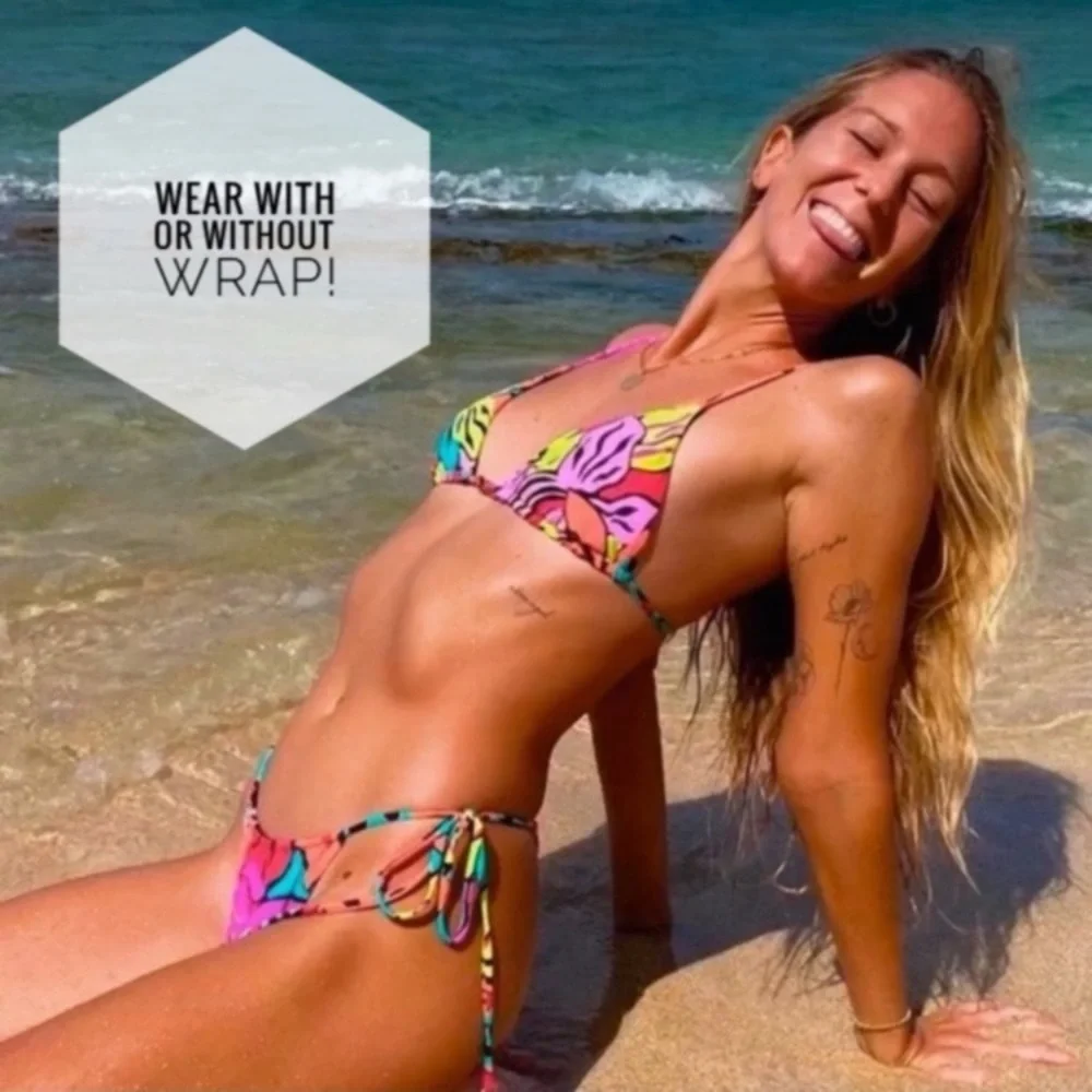 MAAJI Set - Neon Coco Wrap Bikini Top & Splashy Cheeky Thong Bottoms - M